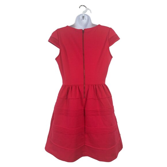 Elle Womens Hot Pink Cap Sleeve Textured A-Line Dress Size 10 Medium - Picture 5 of 10